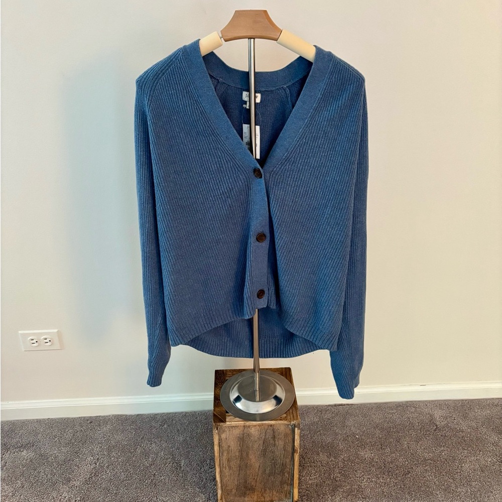 J. Crew Blue Cardigan Sweater Classic Knit